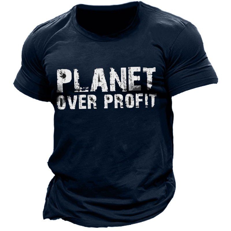 Planet Over Profit Climate Chic Change Global Warming Men's Cotton T-shirt