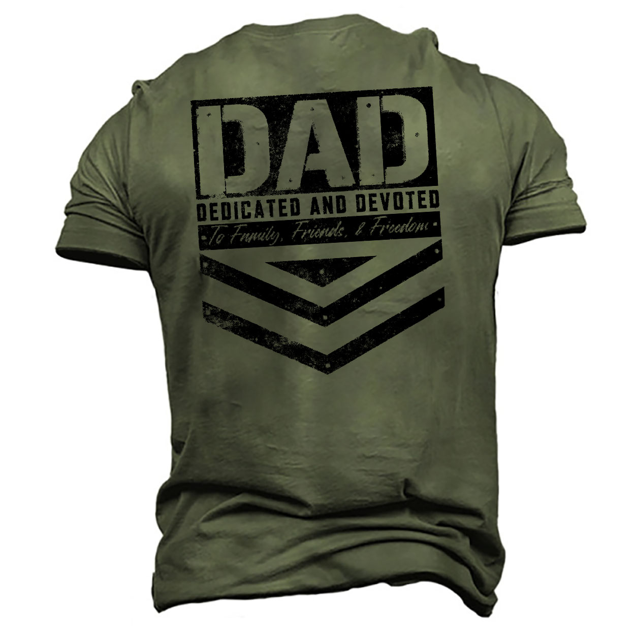 Men's Dedicated Devoted Dad Print Chic Cotton T-shirt