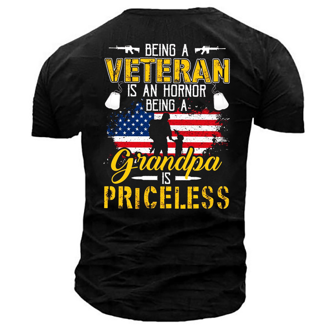 Men's Veteran Hornor Grandpa Print Chic Cotton T-shirt