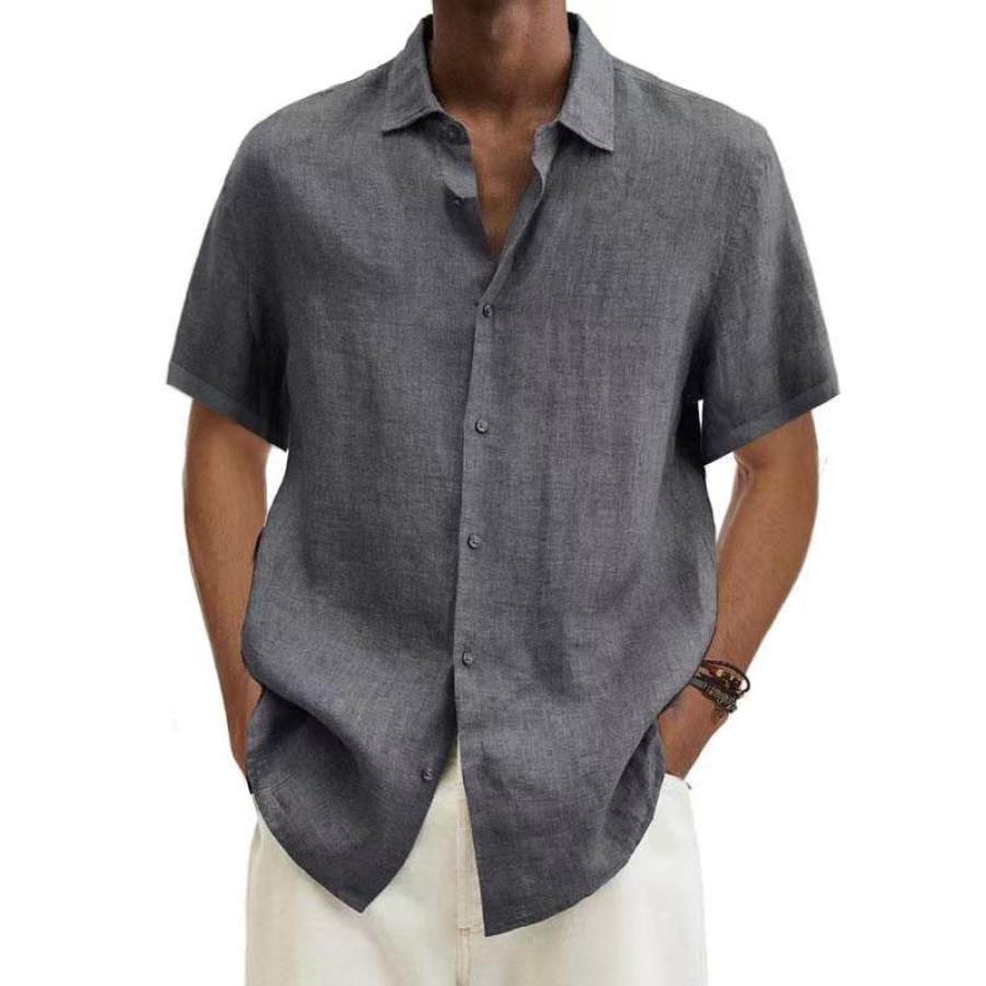 

Men's Casual Short Sleeve Cotton Linen Shirt
