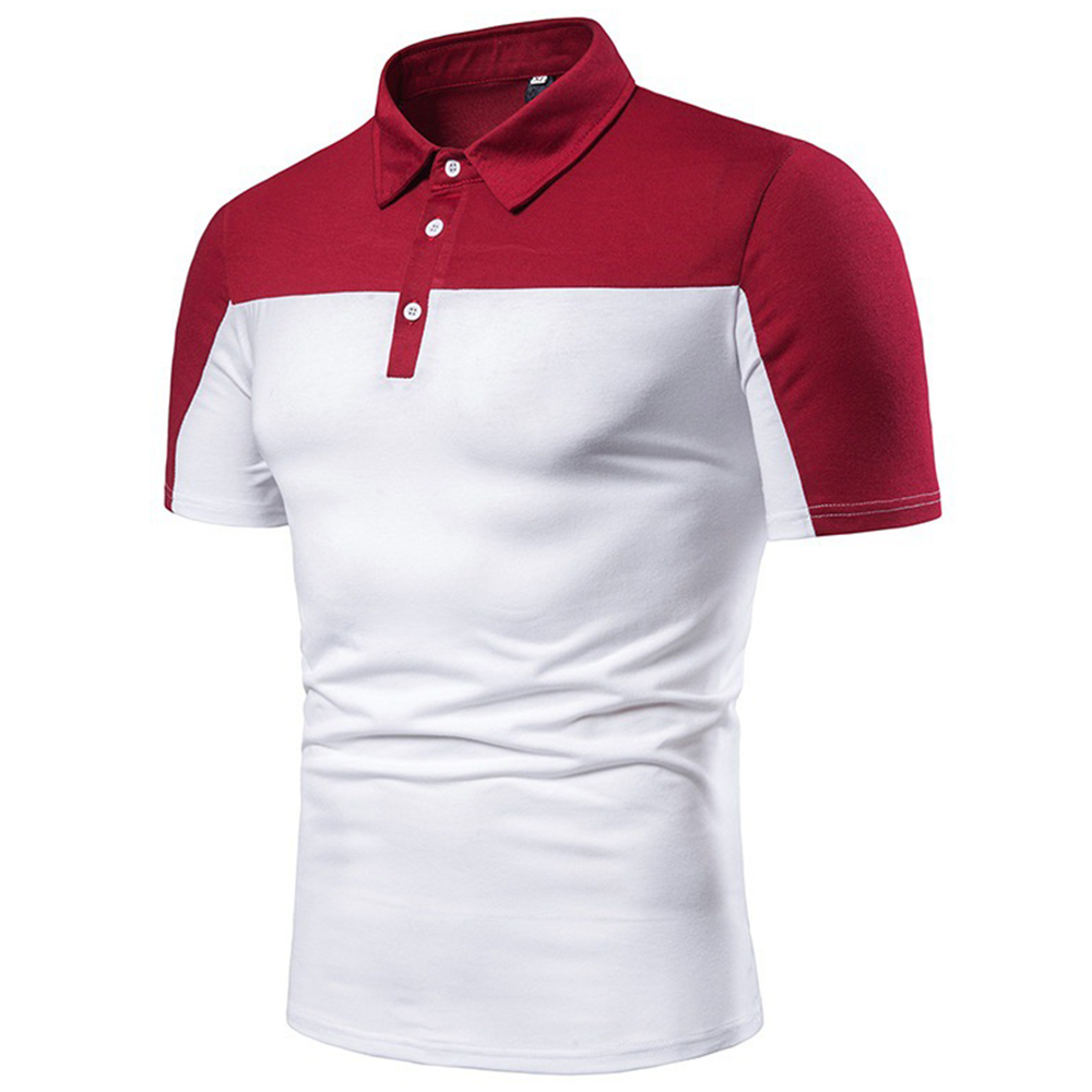 Men's Colorblock Long Sleeve Chic Casual Polo T-shirt