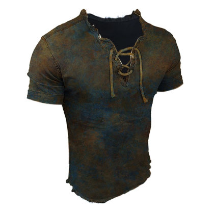 Men's Comfortable Vintage Textured Graphic Print T-Shirt