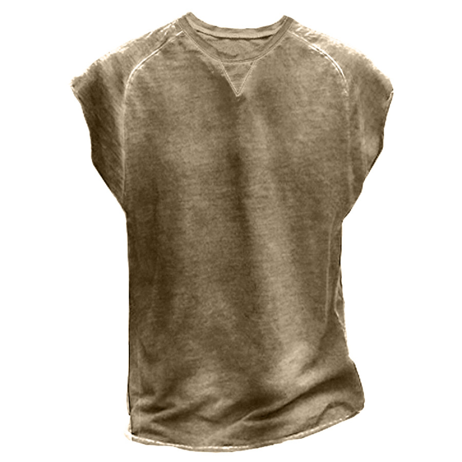 

T-shirt Da Uomo Senza Maniche Con Bordo Grezzo Vintage