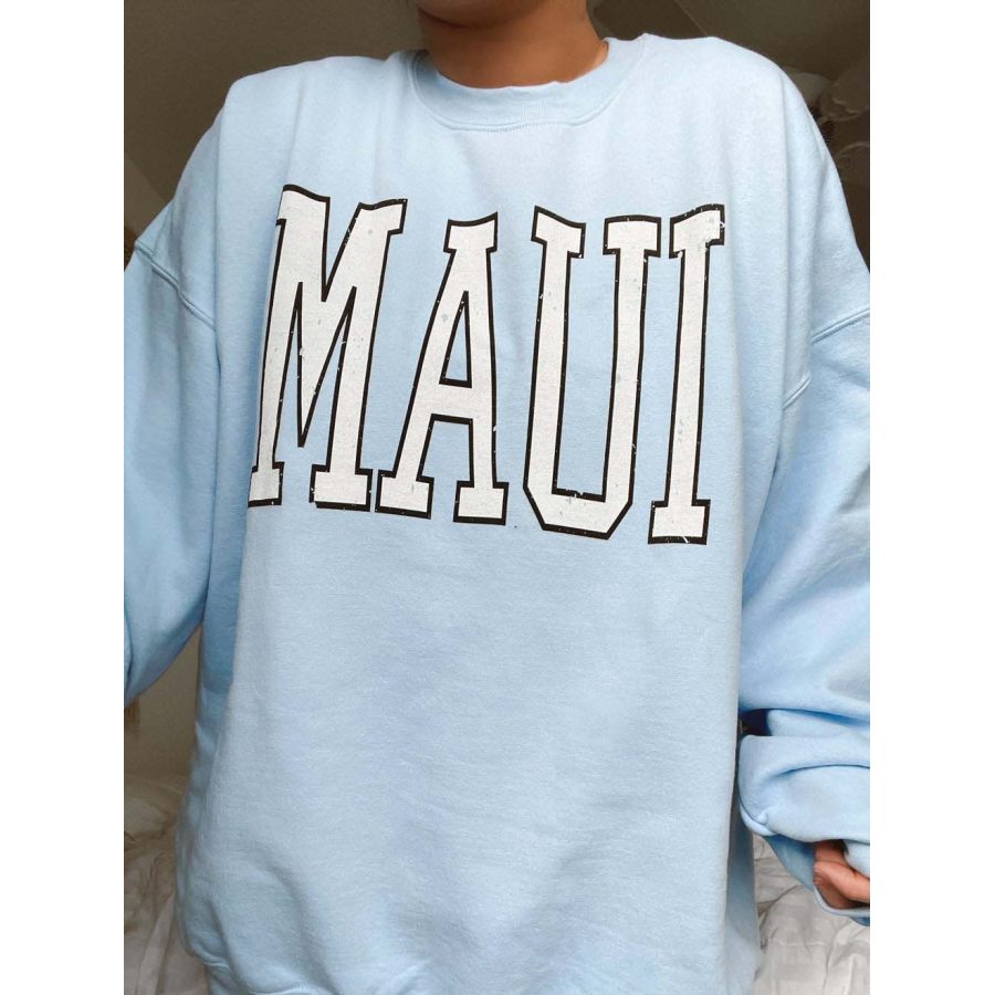 

Women's Maui Print Casual Crewneck Sweatshirt