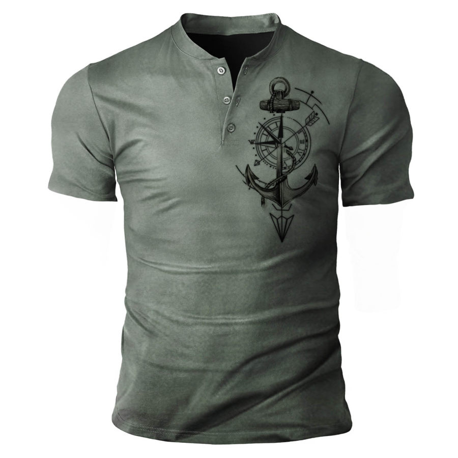 

Men's Outdoor Compass Print Henley T-Shirt