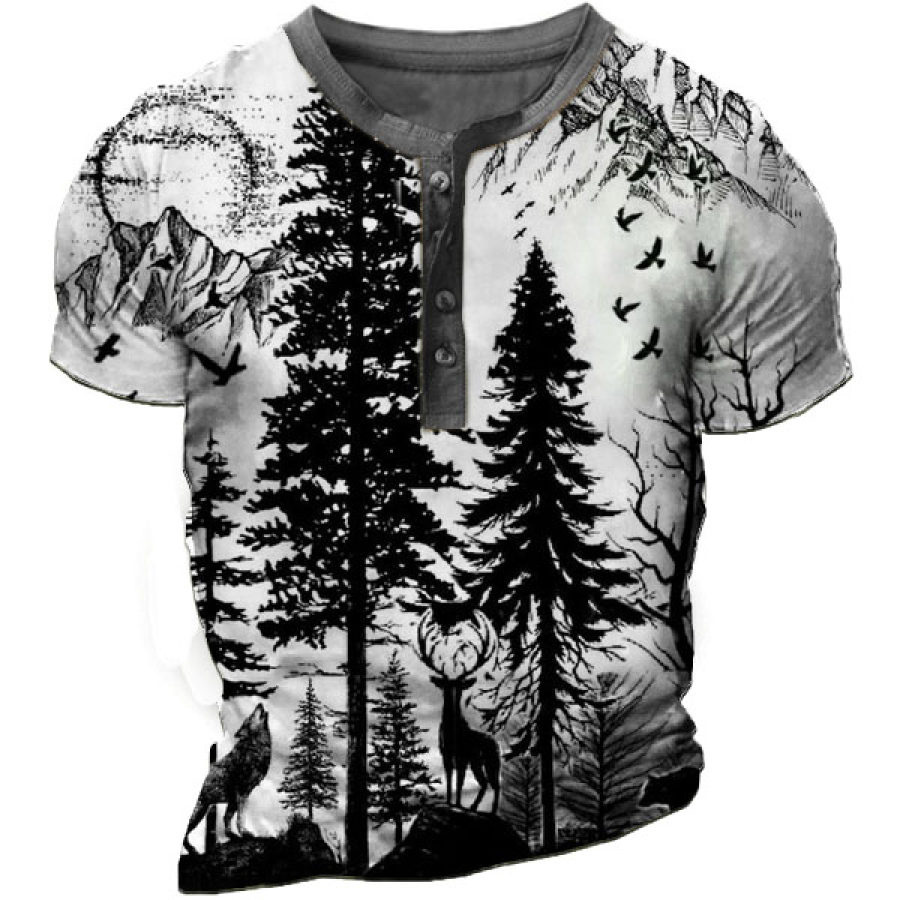 

Men's Wolf Of The Forest Henley T-shirt