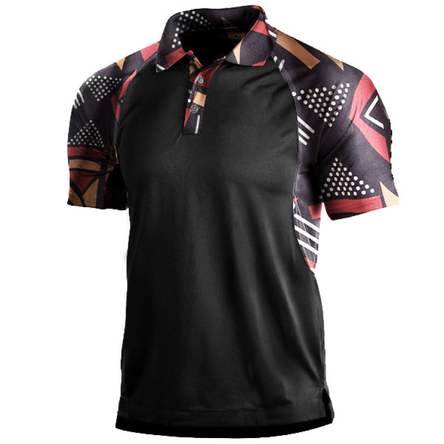 

Men Outdoor Geometric Polkadot Print Polo Shirt