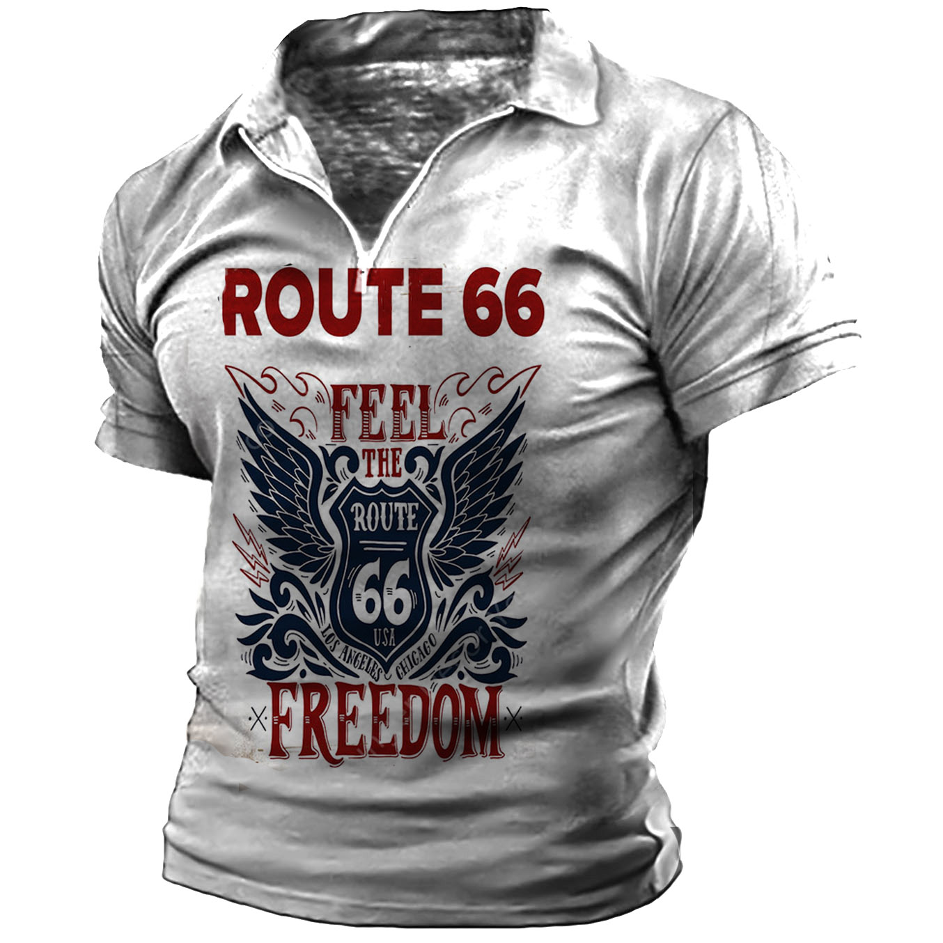 Route 66 Print Men's Chic Polo Shirt