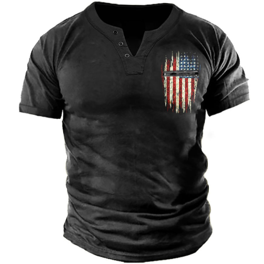 

Men's American Flag Graphic Print Small V-Neck T-Shirt