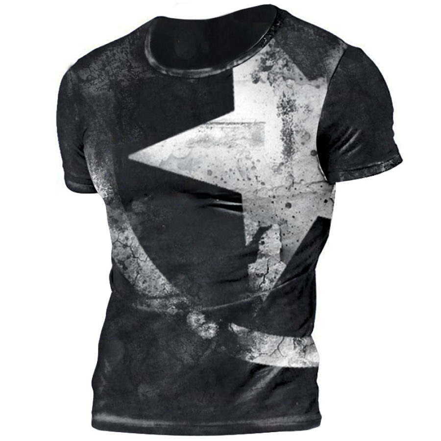 

Men's Vintage Pentagram Print T-Shirt