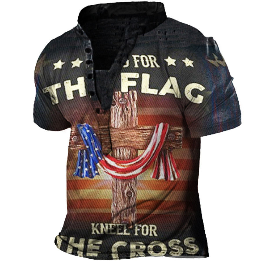 

Men's Printed Short Sleeve Henley Shirt