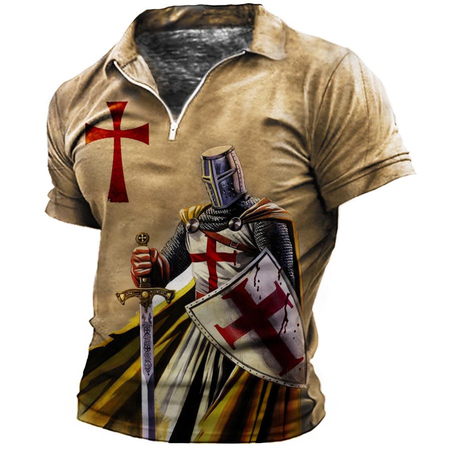 

Men's Outdoor Knights Templar Cross Zip Polo T-Shirt