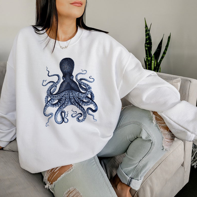 Women's Octopus Print Casual Chic Sweatshirt