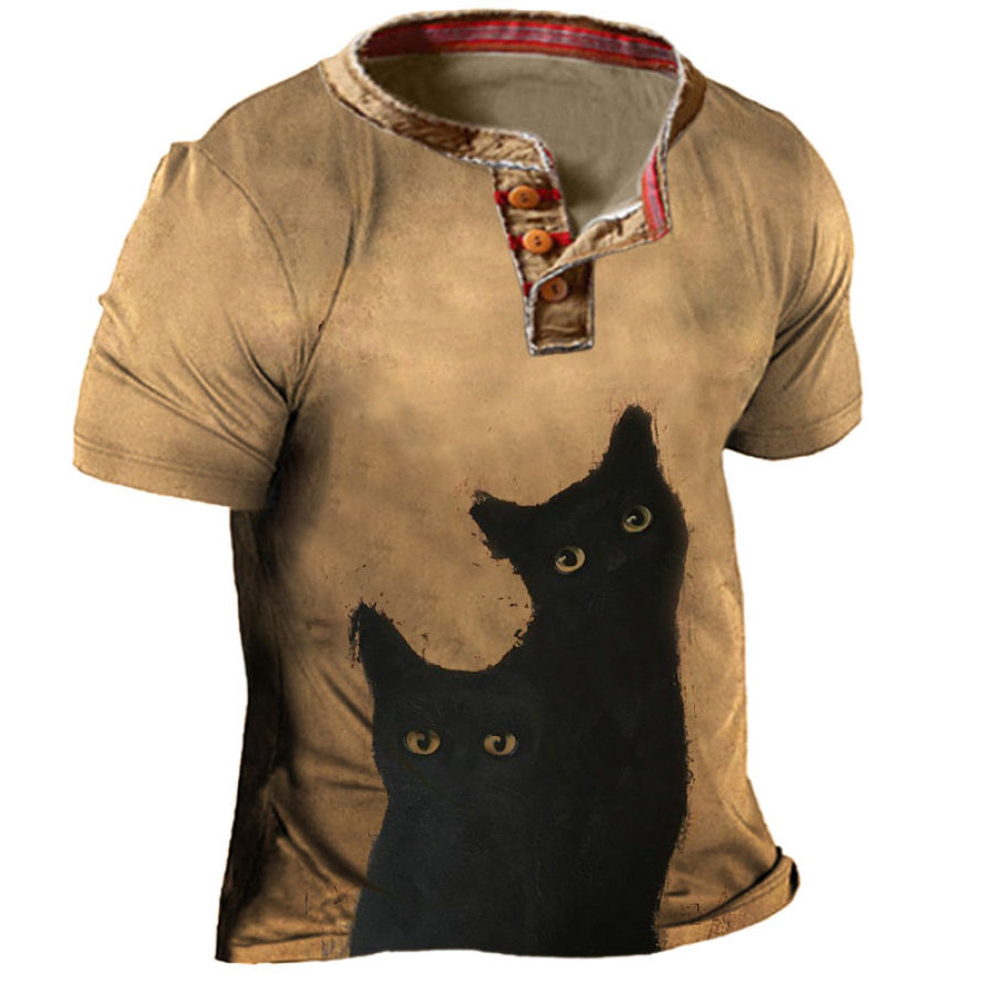 

Men's Cat Henley T-shirt