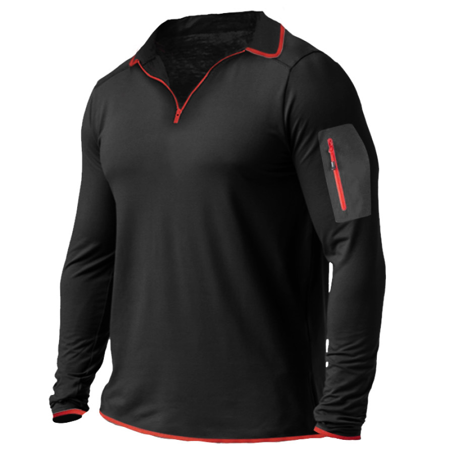 

Men's Outdoor Zip Half Collar Tactical Long Sleeve Polo Shirt