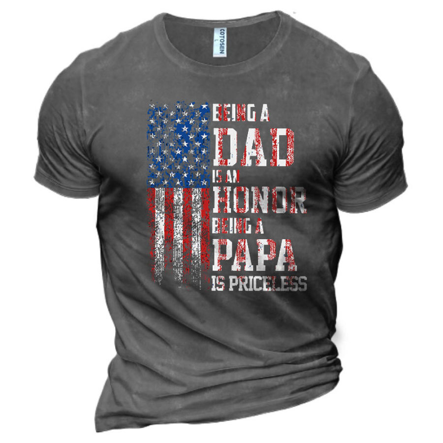 

An Honor Being Papa Men's American Flag Cotton T-Shirt