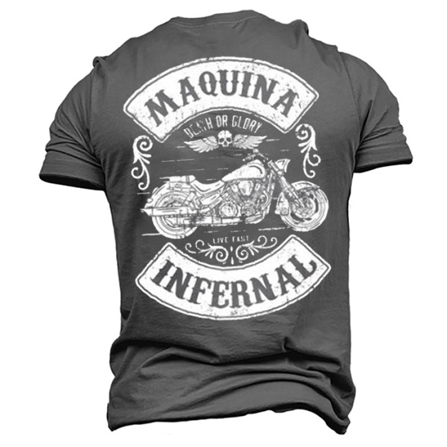 

Men's Motorcycle Skull Outdoor Road Trip Graphic Print Cotton T-Shirt