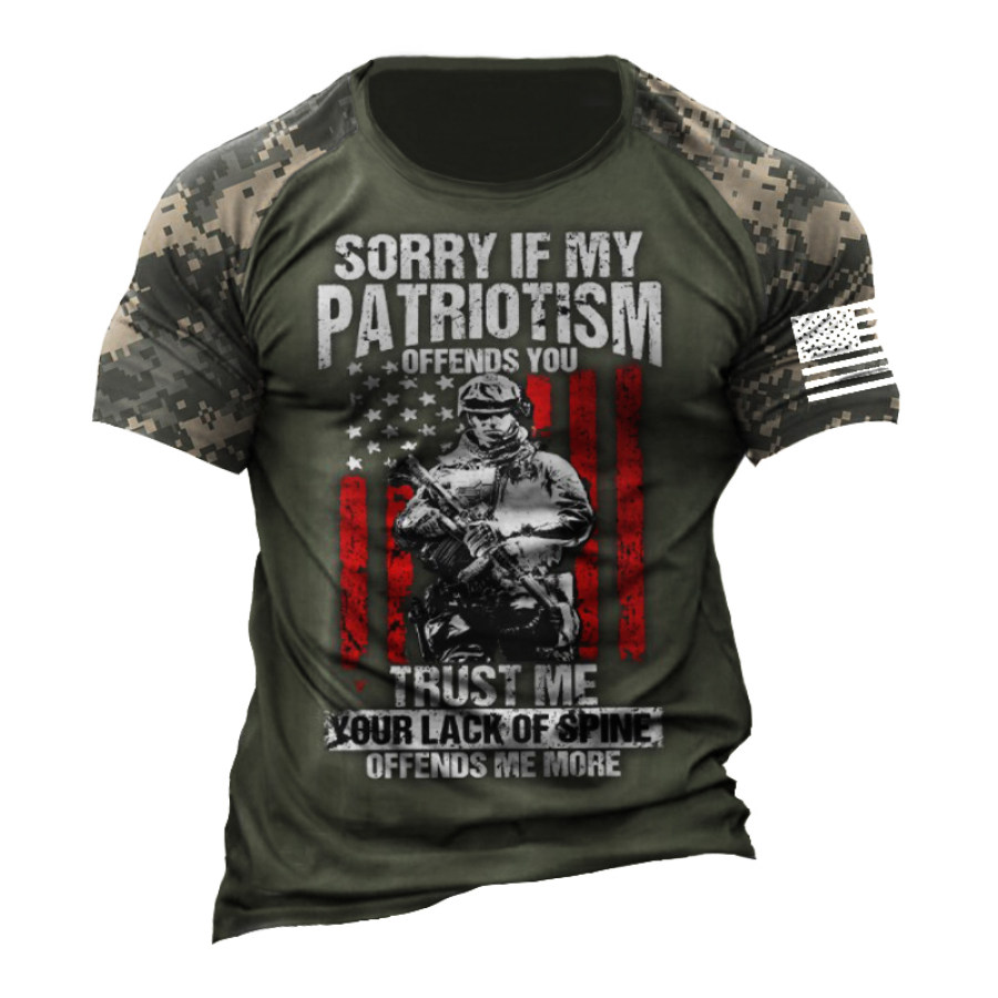 

Men's Camo Military Veteran Patchwork Graphic Print T-Shirt