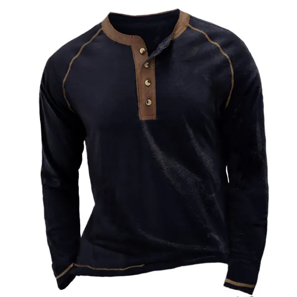 Men's Colorblock Breathable Henley Collar T-Shirt - Honeylop.chimpone.com 