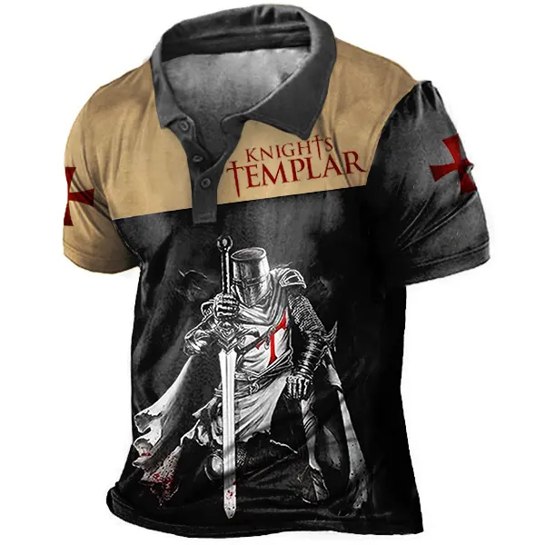 Men's Outdoor Knights Templar Print Polo T-Shirt - Blaroken.com 