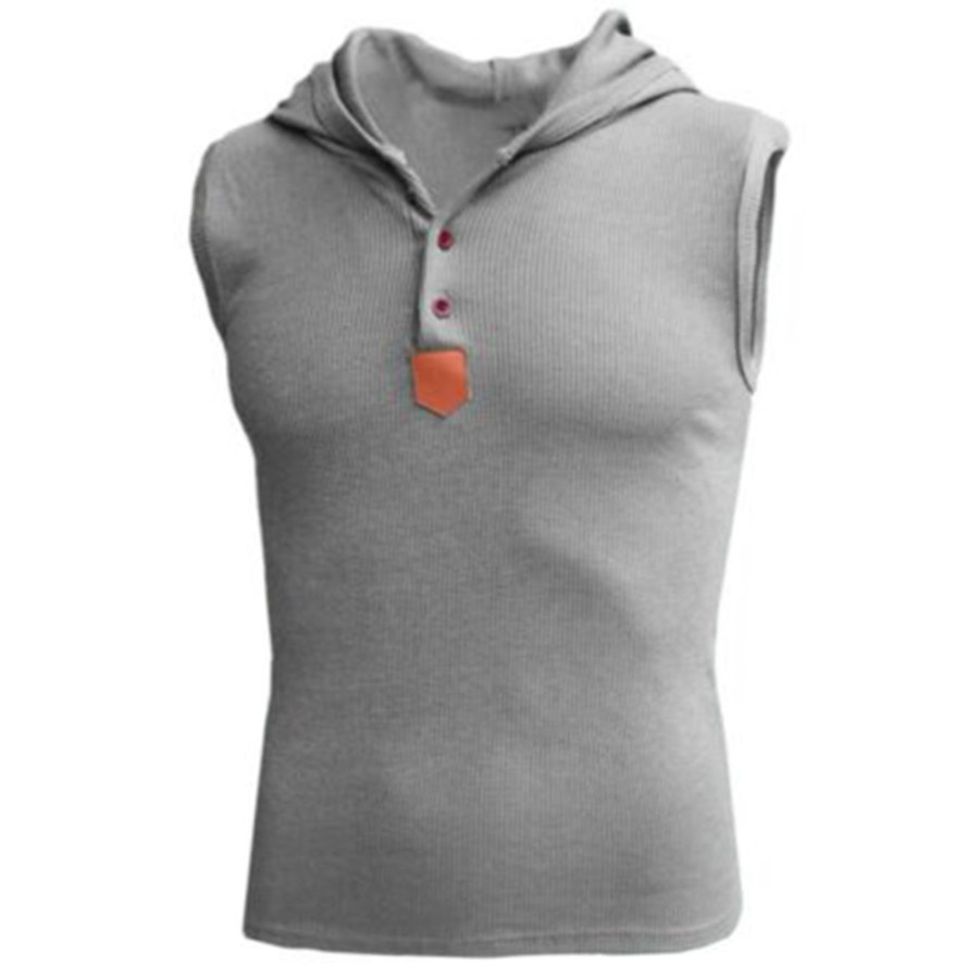 

Lässige Outdoor-Weste Mit Henley-Kragen Und Kapuze Für Herren