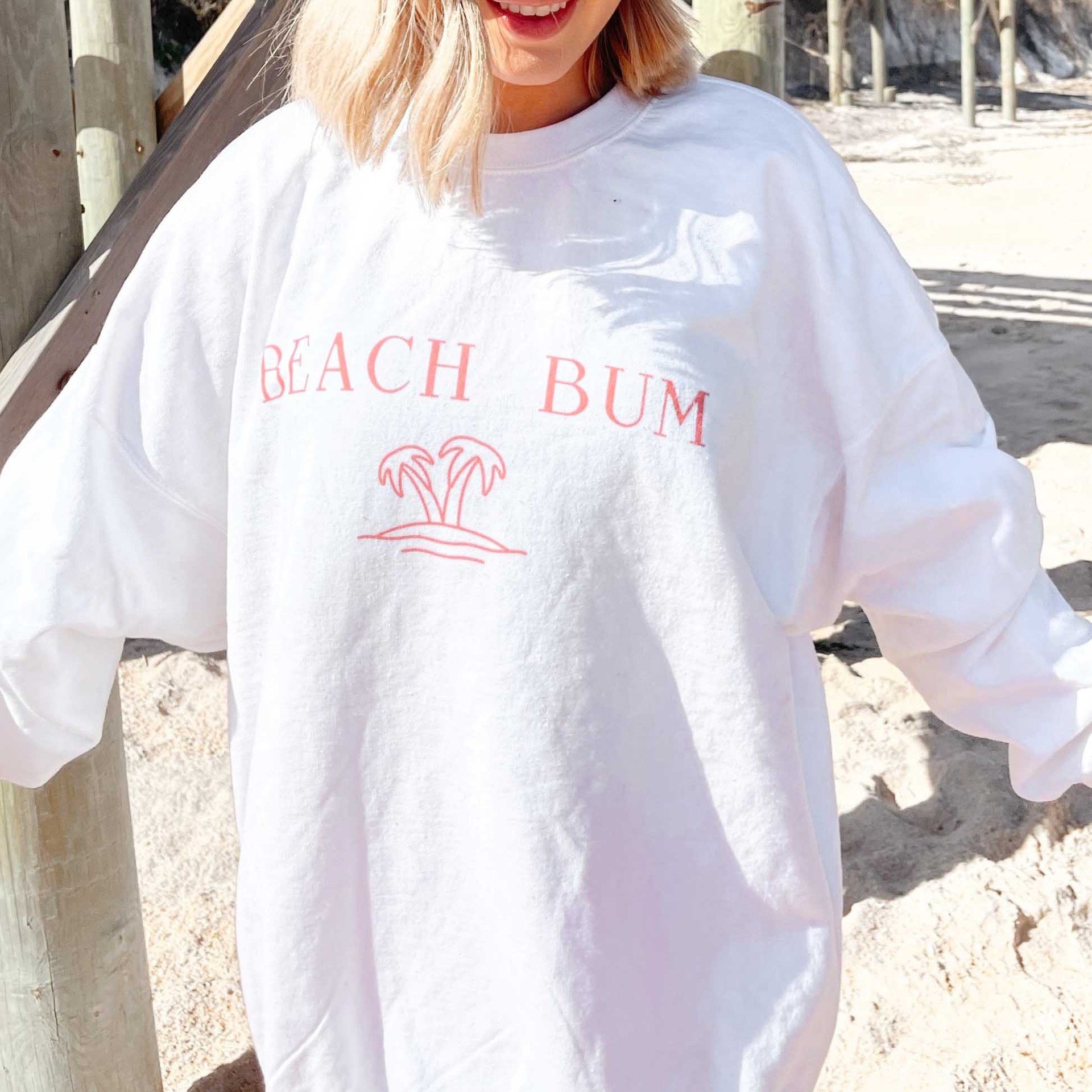 Women's Beach Bum Coconut Chic Tree Print Casual Sweatshirt