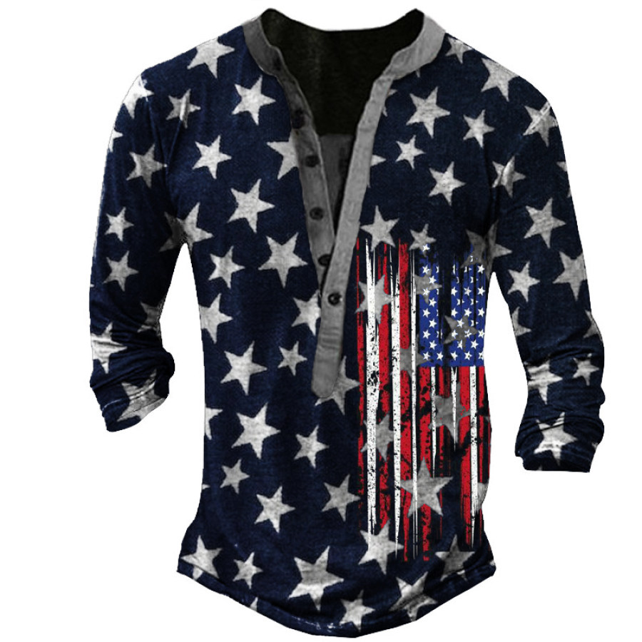 

Men's American Flag Vintage Henley T-Shirt