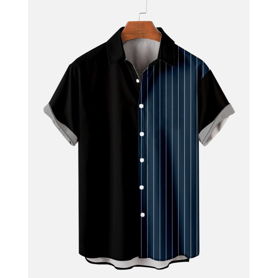 

Men's Striped Beach Short Sleeve Shirt