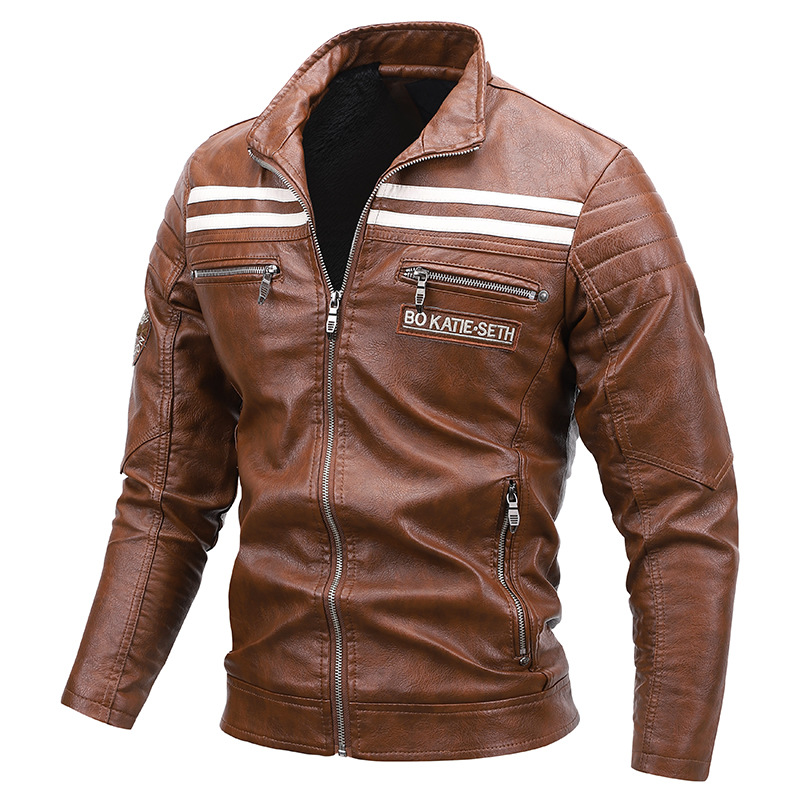 Men's Outdoor Zip Biker Chic Leather Jacket