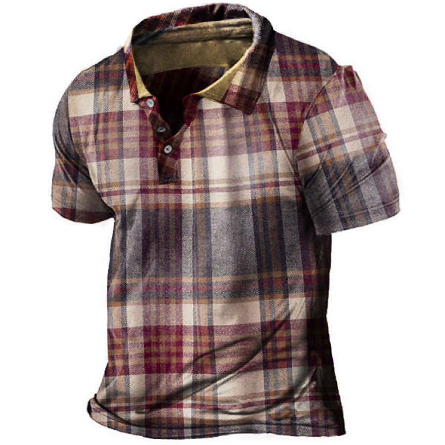 

Men's Vintage Check Print Outdoor PoLo Shirt