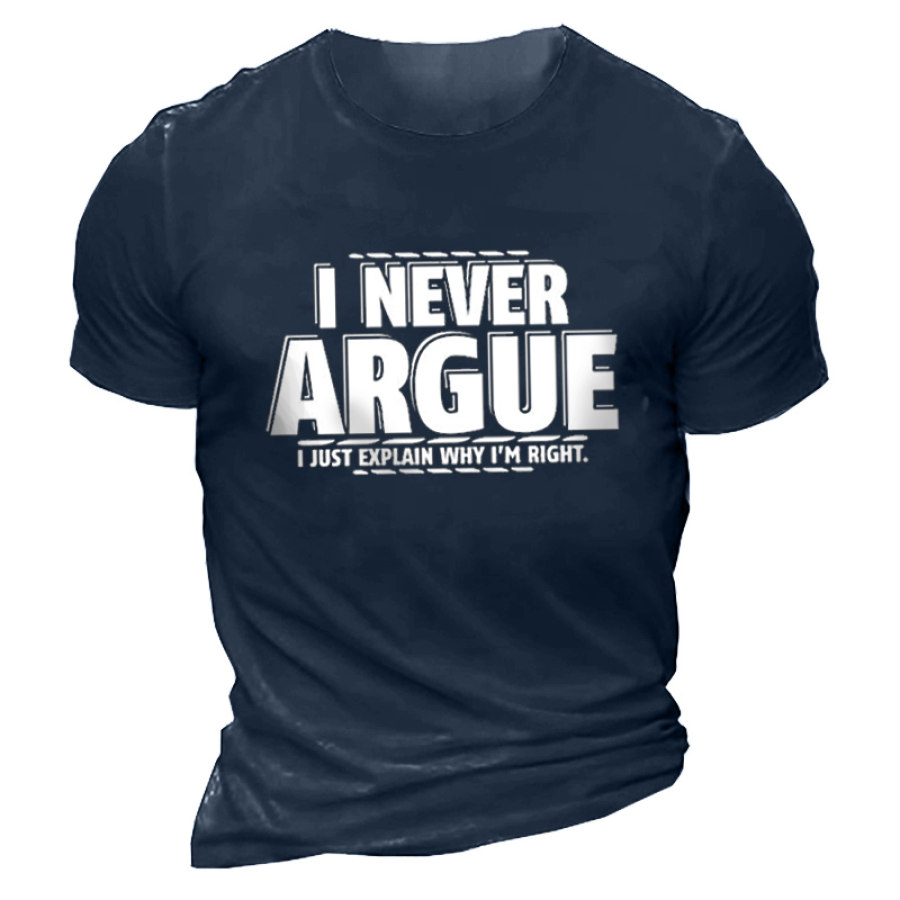 

Men's I Never Argue I Just Explain Why I'm Right Cotton T-Shirt