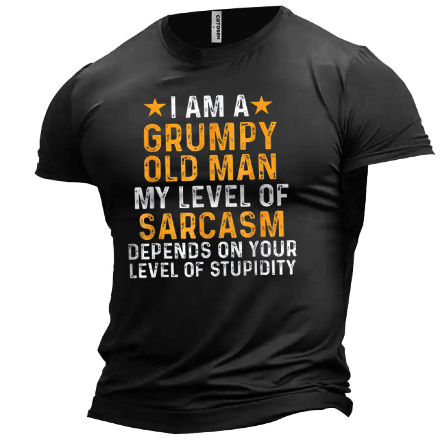 

Men's Grumpy Old Man My Level Of Sarcasm Cotton T-Shirt