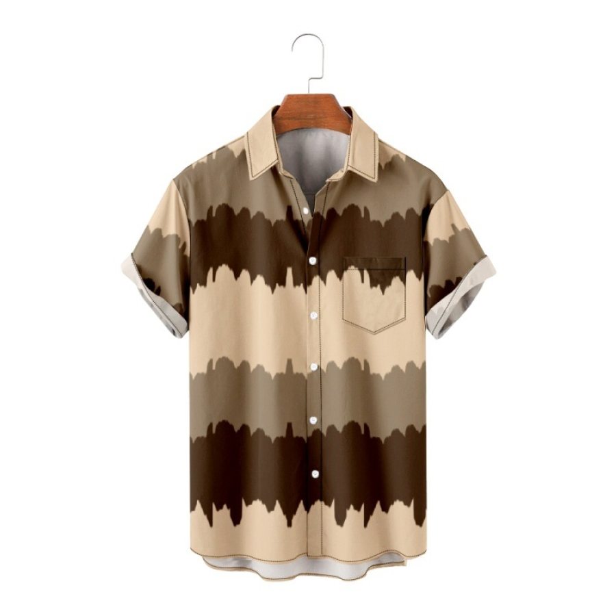 

Men's Striped Beach Short Sleeve Shirt