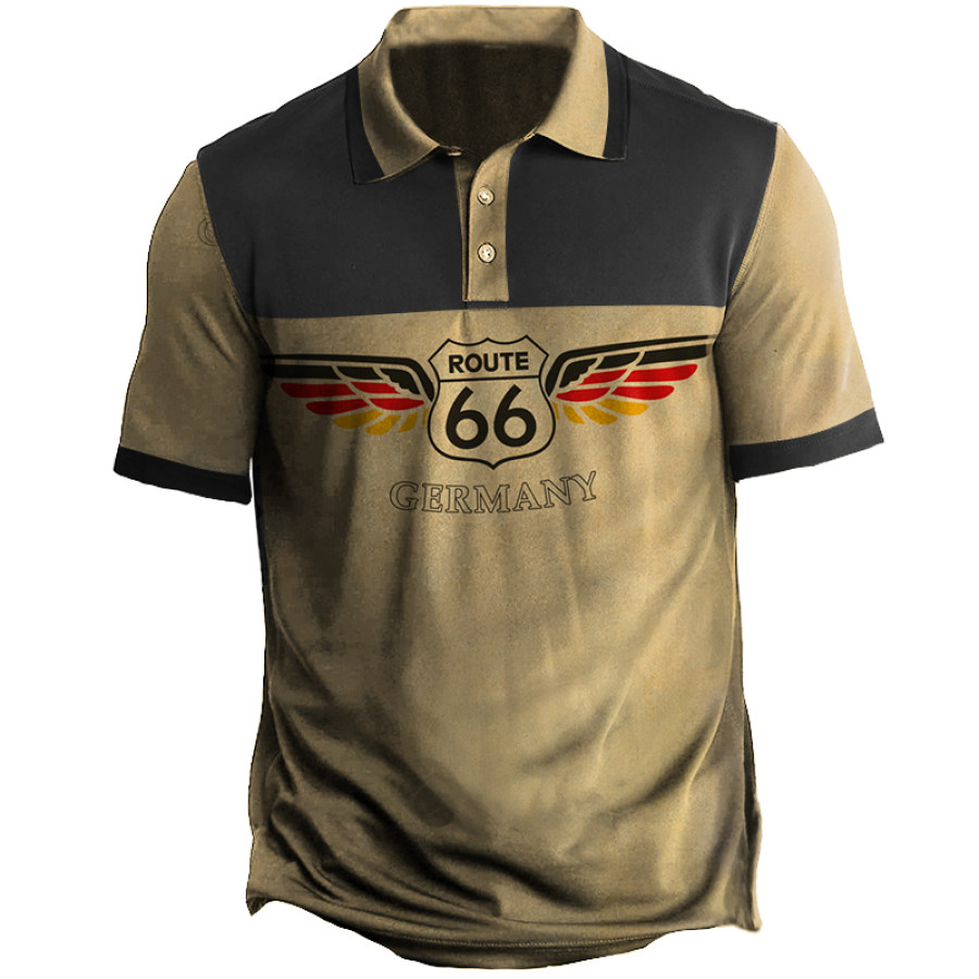 

Vintage Poster USA Route 66 Map Men Polo Shirt