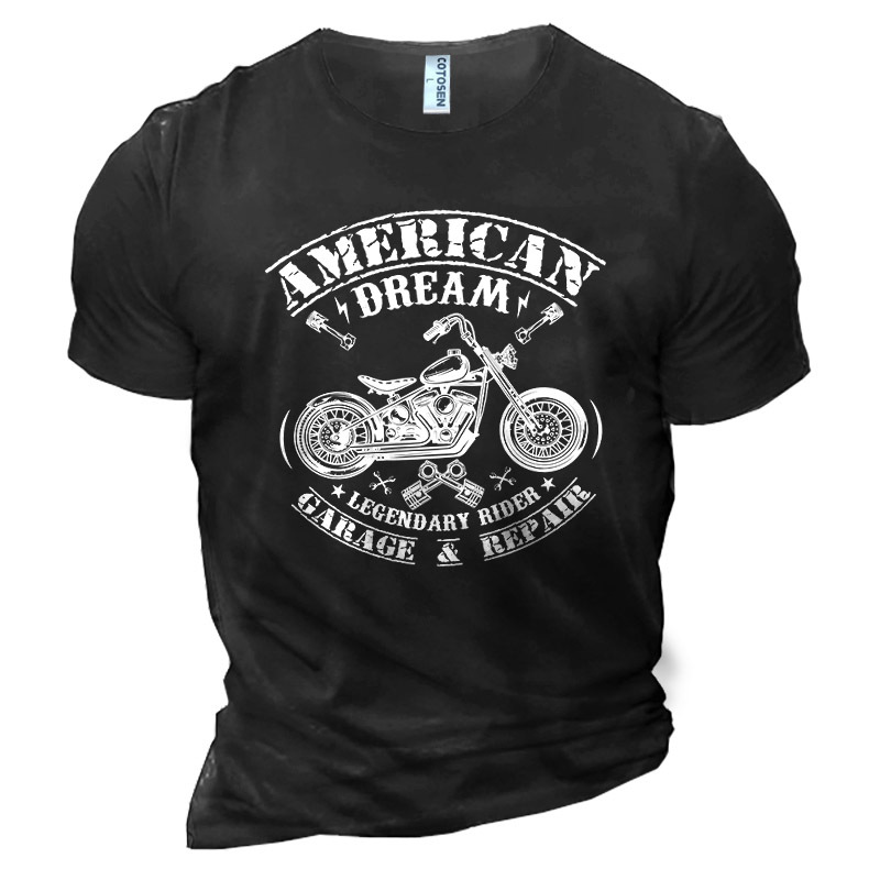 American Dream Men's Motorcycle Print Chic Cotton T-shirt