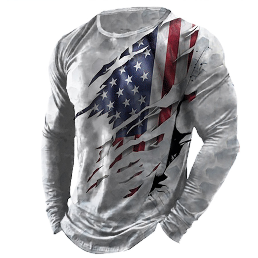 

T-shirt Da Uomo A Maniche Lunghe Henley Con Stampa Outdoor