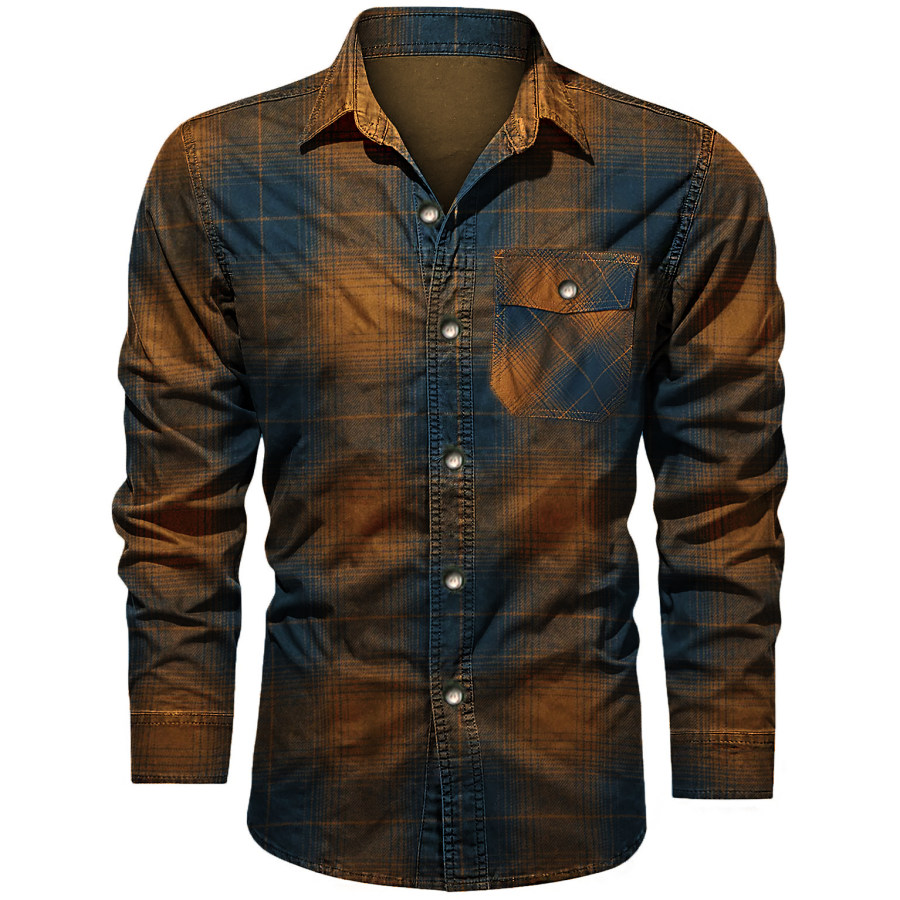 

Men's Vintage Plaid Long Sleeve Shirt