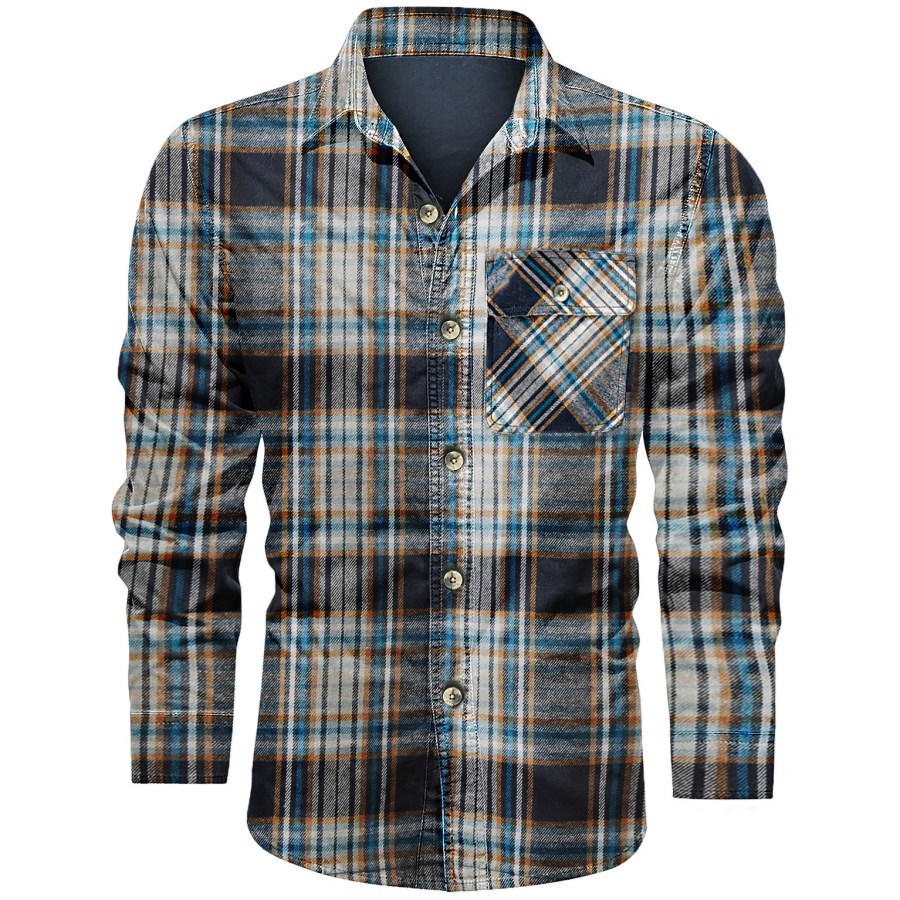 

Men's Outdoor Vintage Striped Plaid Long Sleeve Shirt