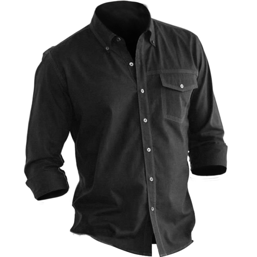 

Men's Outdoor Tactical Basic Solid Black Shirt