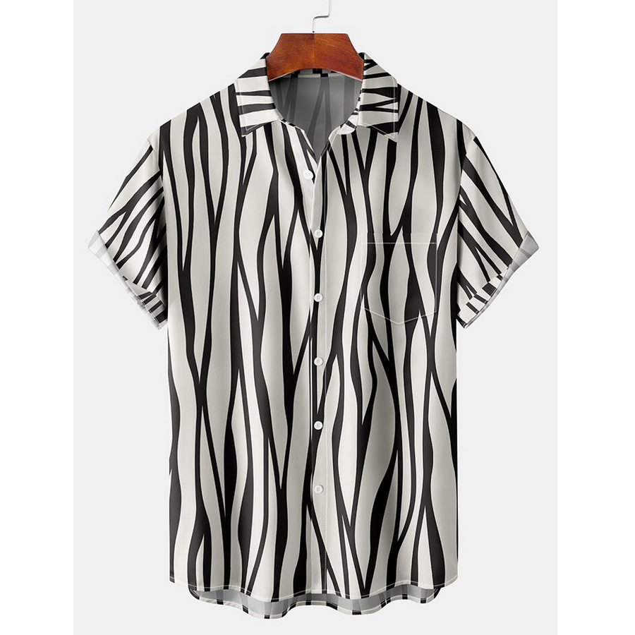 

Men's Striped Beach Short Sleeve Shirt