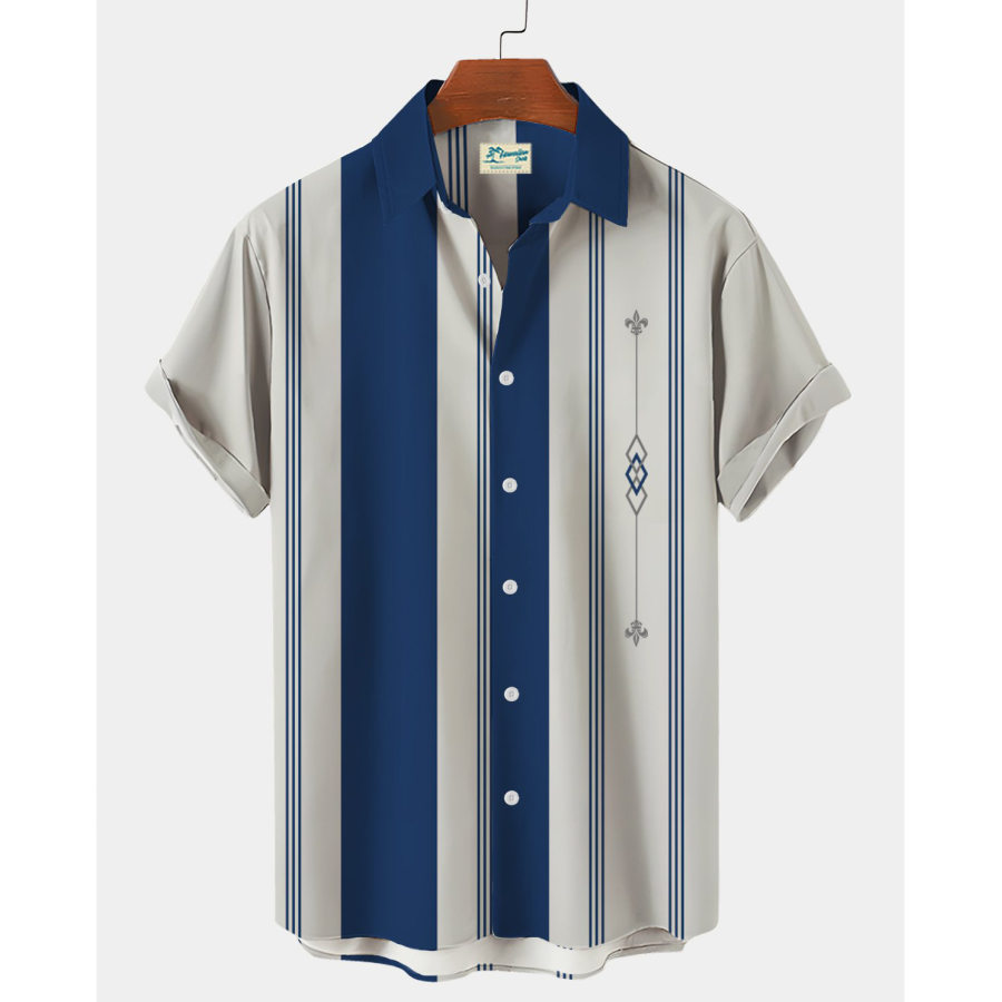

Men's Striped Beach Short Sleeve Shirt