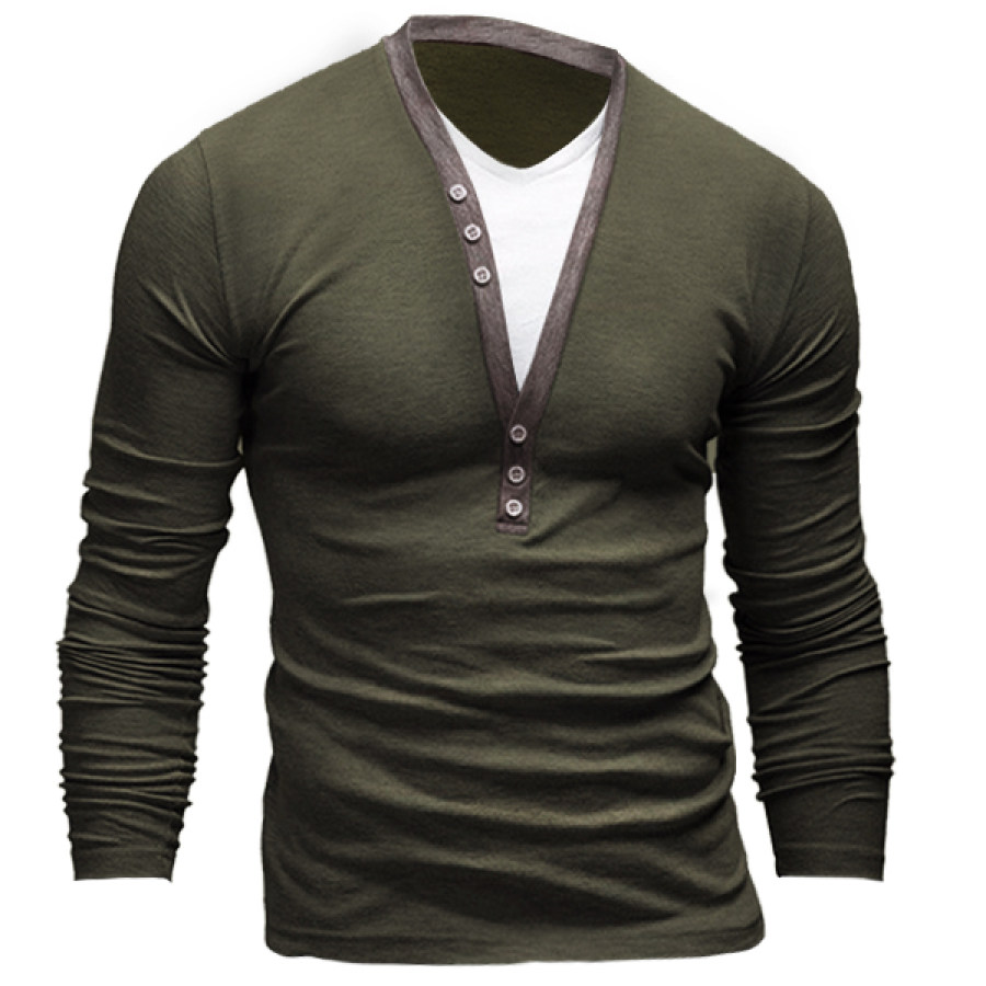 

Men's Outdoor Long Sleeve Henley Tactical T-Shirt