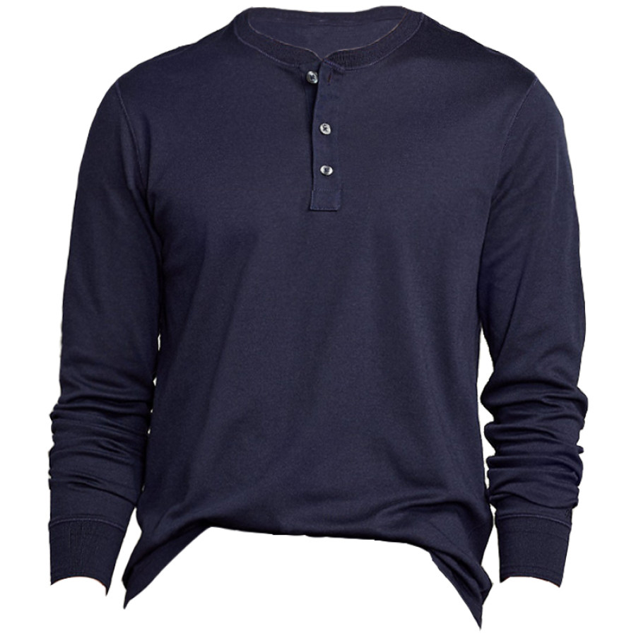 

Men's Solid Color Casual Henley Collar T-Shirt