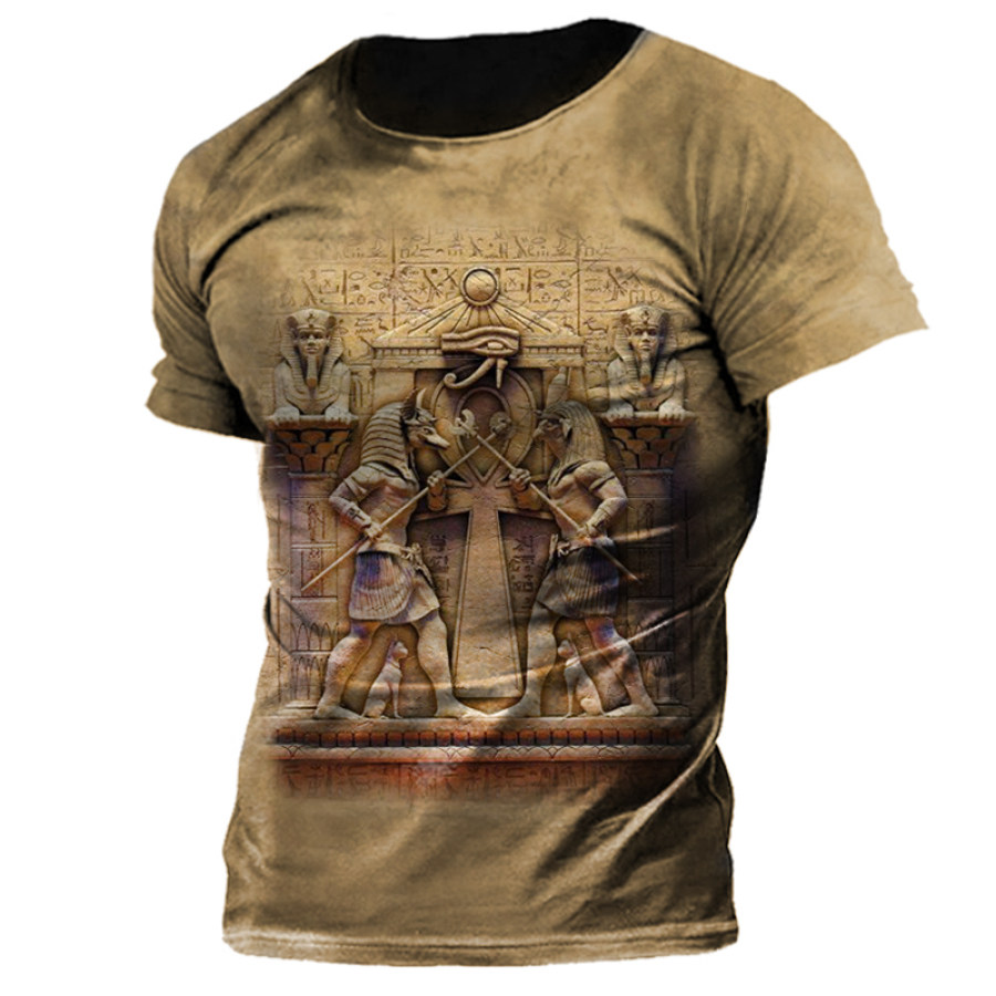 

Men's Vintage Egyptian Totem Print T-Shirt