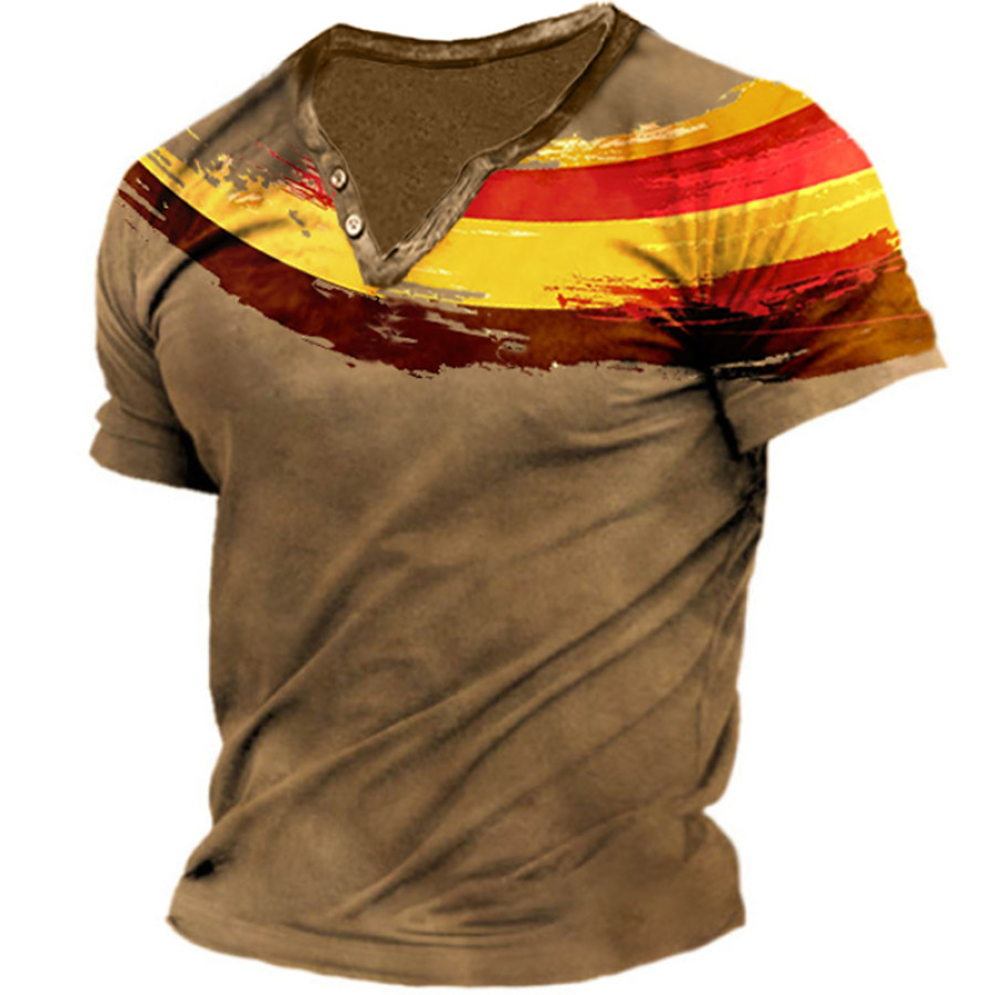 

Men's German Flag Graphic Print Button V-Neck T-Shirt