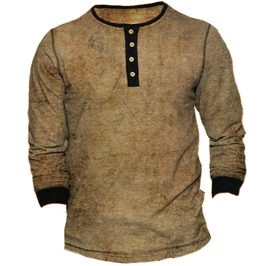 

Men's Vintage Casual Henley Collar T-Shirt