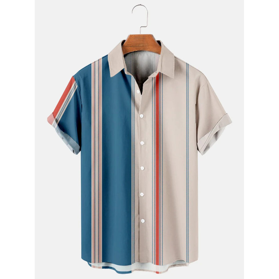 

Men's Striped Beach Short Sleeve Shirt