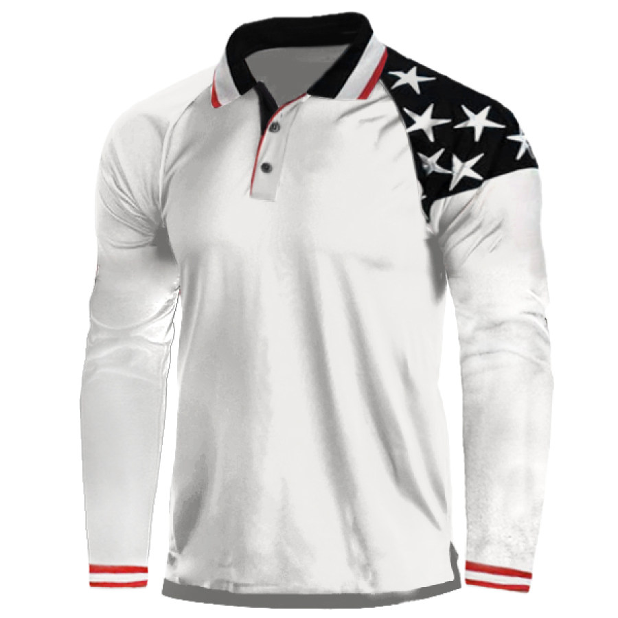 

Men's American Flag Outdoor Tactical Polo Long Sleeve Shirt