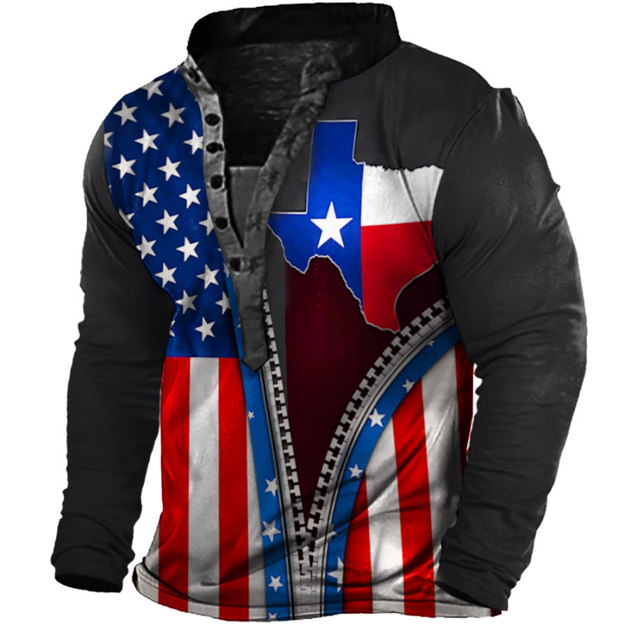 

Men's American Flag Print Long Sleeve T-Shirt