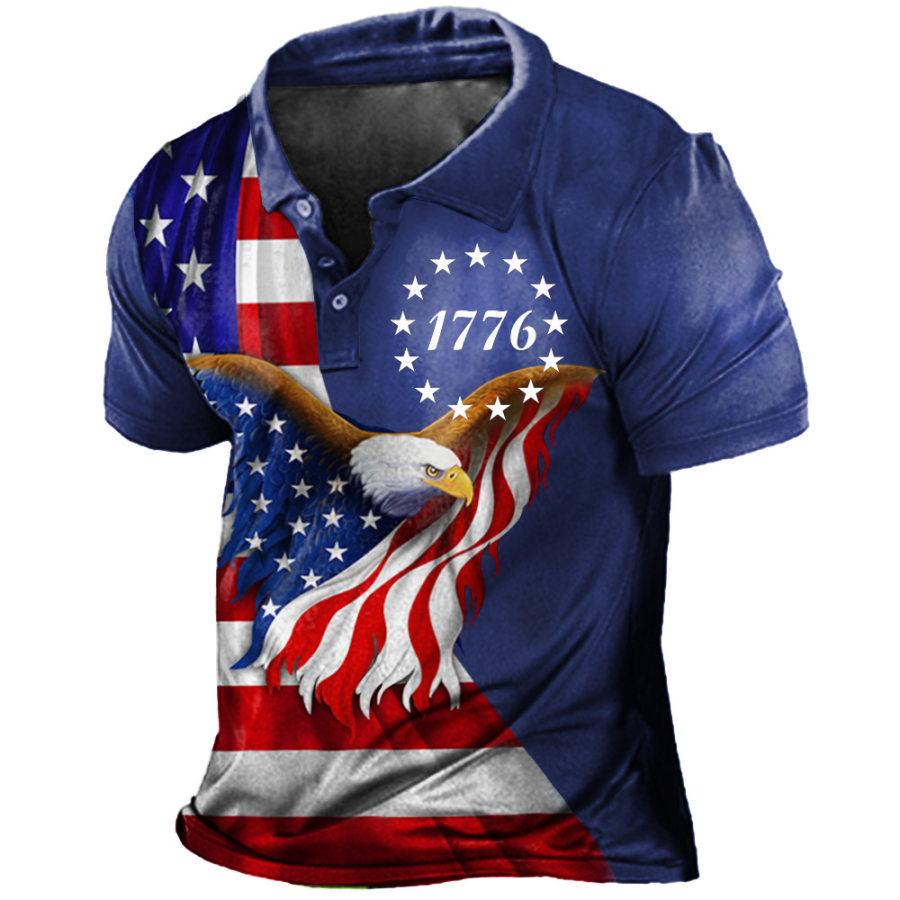 

Men's 1776 American Flag Eagle Print T-Shirt